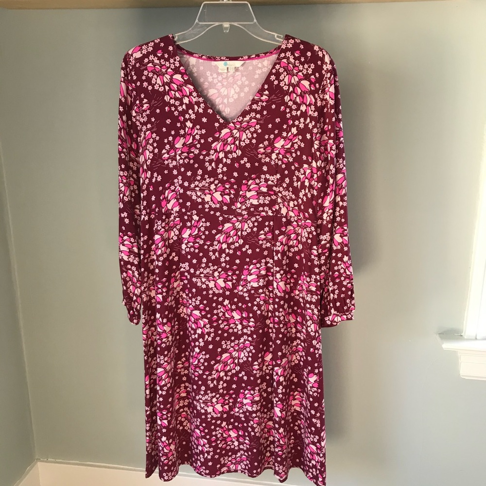 Boden Spring Dress Petite Pink Berry Floral